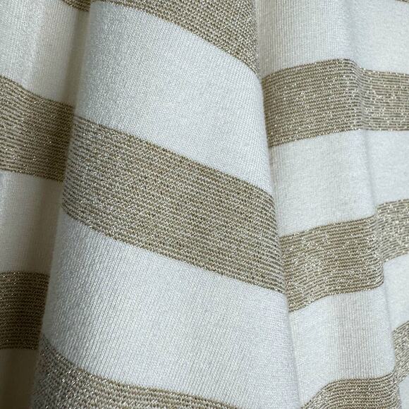 Chico’s Womens LS Cream Gold Metallic Striped Tunic Top Size 3/Large - Picture 4 of 6